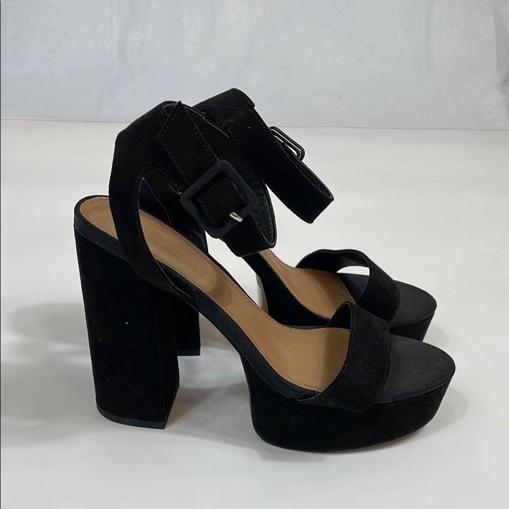 ASOS Stiletto Block Heel Sandals Size 10 Black EUC Worn Once